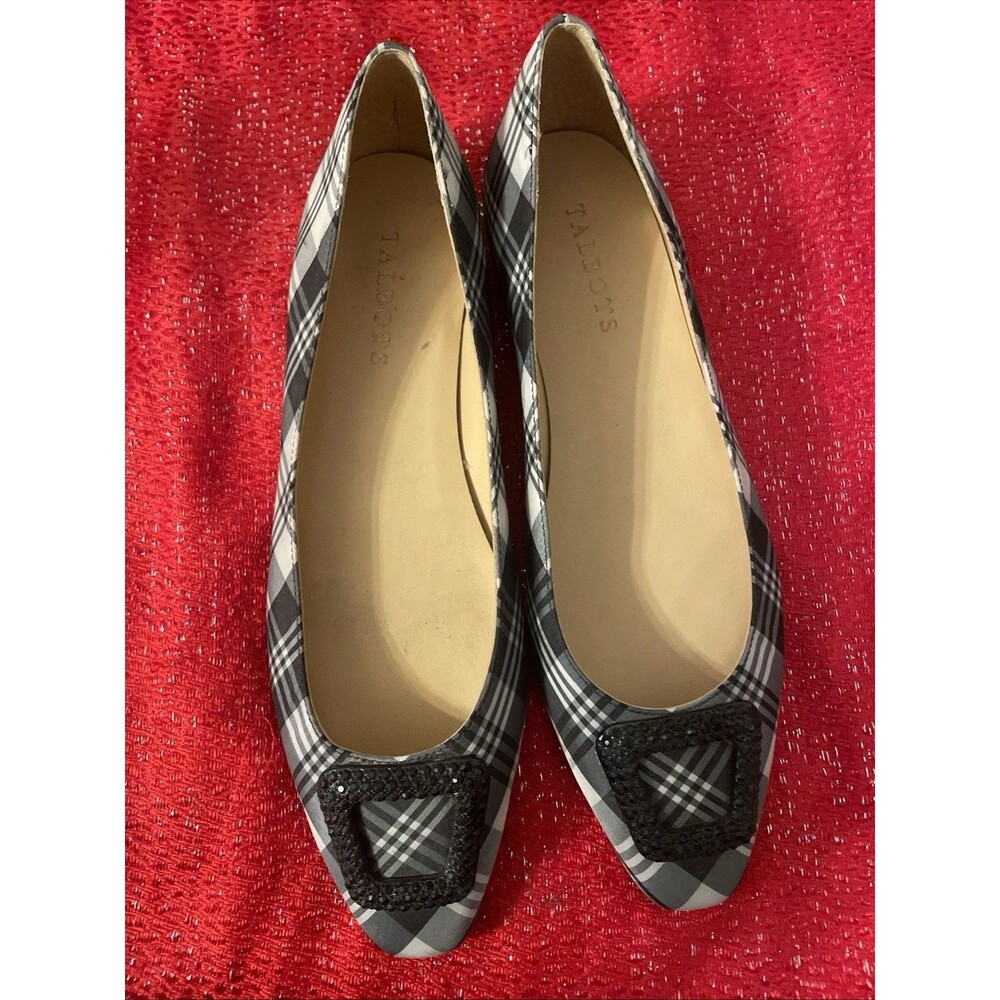 Talbots Women’s Plaid Rumi Jewel Leather Flats 8M